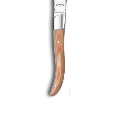 Amefa Royal Steak Messer Set mit 4 Messern aus Holz, hochwertiges Besteck für Steak und Fleisch, elegante Essbesteck-Garnitur