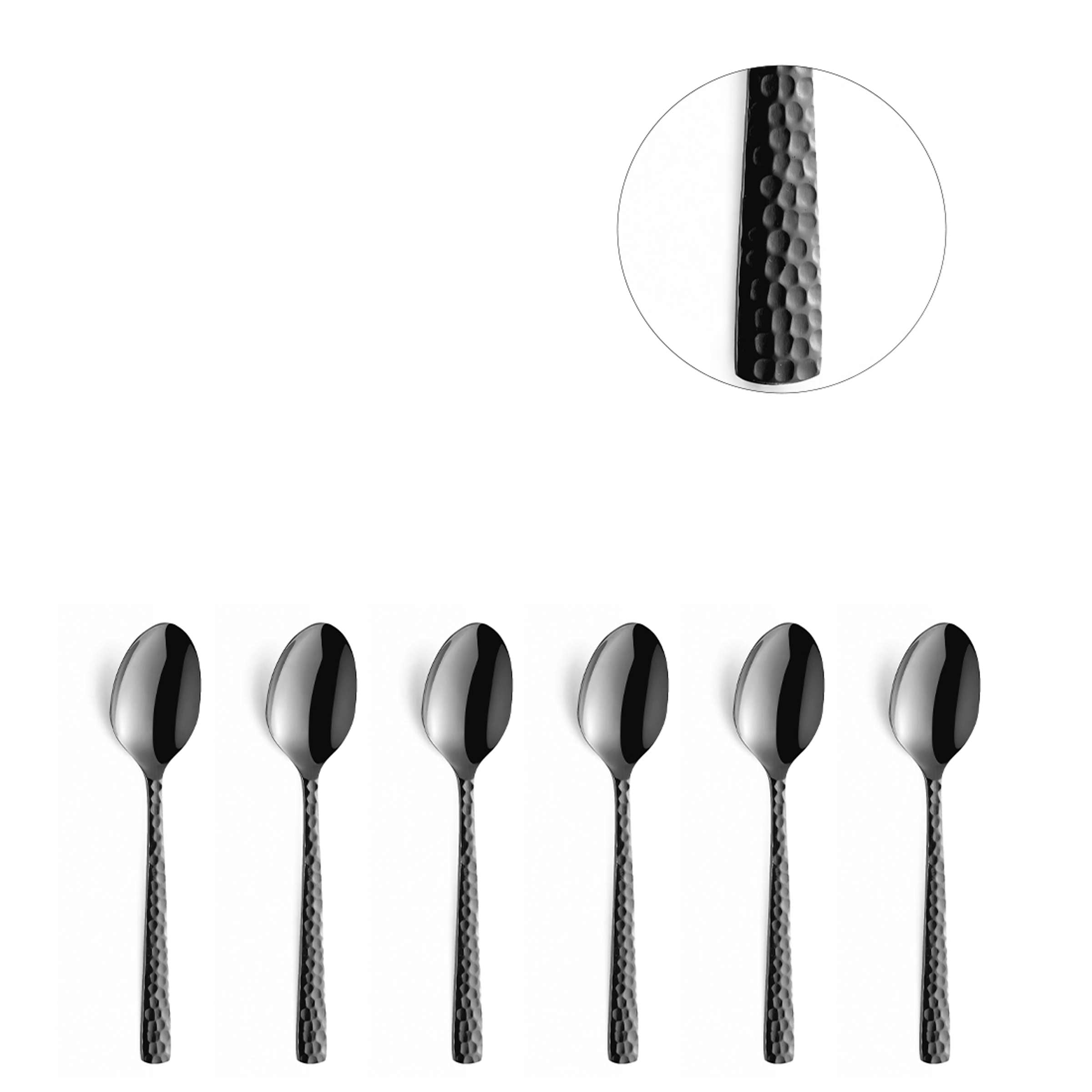 Amefa FELICITY Mocca- und Espressolöffel Set, 6-teilig, schwarzer PVD-Beschichtung, elegantes Besteck für Kaffee.