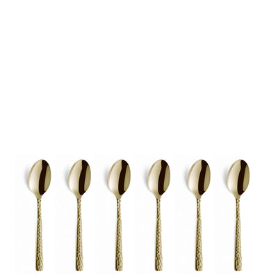 Amefa FELICITY Mocca- und Espressolöffel Set, 6-teilig, PVD-Champagner, elegante Besteckset für Kaffee und Espresso