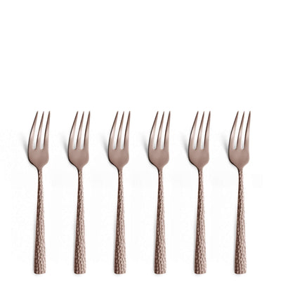FELICITY Kuchengabel Set aus 6 Stück, Amefa, PVD rosé, elegante Besteckgabeln für den Tisch