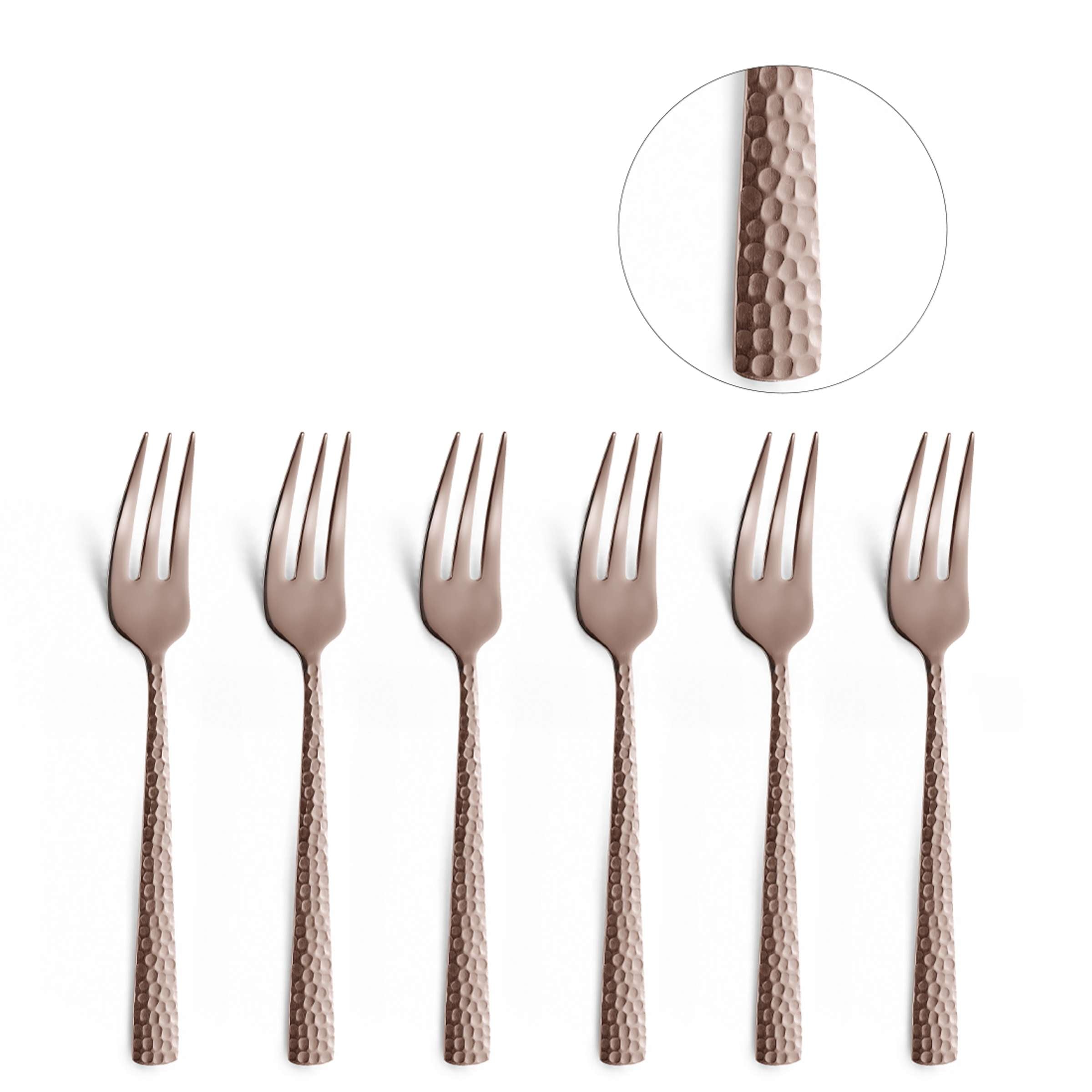 FELICITY Kuchengabeln Set aus 6 Stück, PVD rosé, Amefa Besteck, elegante Gabeln für Kuchen und Desserts