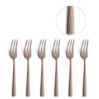 FELICITY Kuchengabeln Set aus 6 Stück, PVD rosé, Amefa Besteck, elegante Gabeln für Kuchen und Desserts
