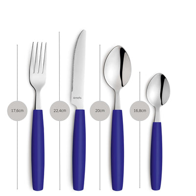 Amefa VALOA Besteckset, 16-teilig, royalblau, Edelstahl mit blauem Griff, Besteck für Mahlzeiten und Anlässe, elegante Essbestecke