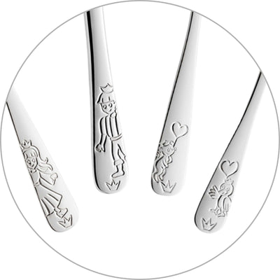 Kinderbesteck Set für Kinder, 4-teilig, mit Prinzessin-Motiv, von Kuppels, inklusive Gabel, Messer, Löffel und Teelöffel