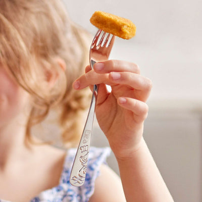 Kuppels DUCK Kinderbesteck Set, 4-teilig, kindgerechtes Besteck aus Edelstahl mit bunten Griffen für Kinder.
