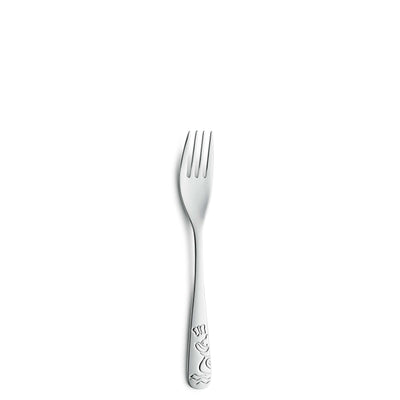 Kinderbesteck-Set von Kuppels, 4-teiliges Kindergeschirr mit kindgerechtem Design, aus Edelstahl und bunten Griffen.