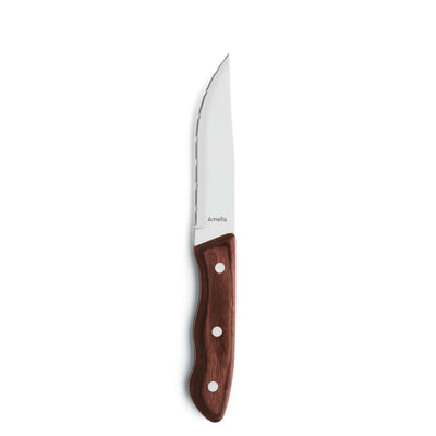 Amefa HERCULE Steakmesser Set, 4-teilig mit Holzgriffen, scharfe Messer für Steak und Fleisch, elegante Besteck-Set
