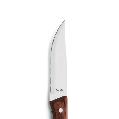HERCULE Steakmesser-Set aus Amefa, 4-teilig, mit kastanienbraunem Griff, scharfe Klingen für präzises Schneiden.