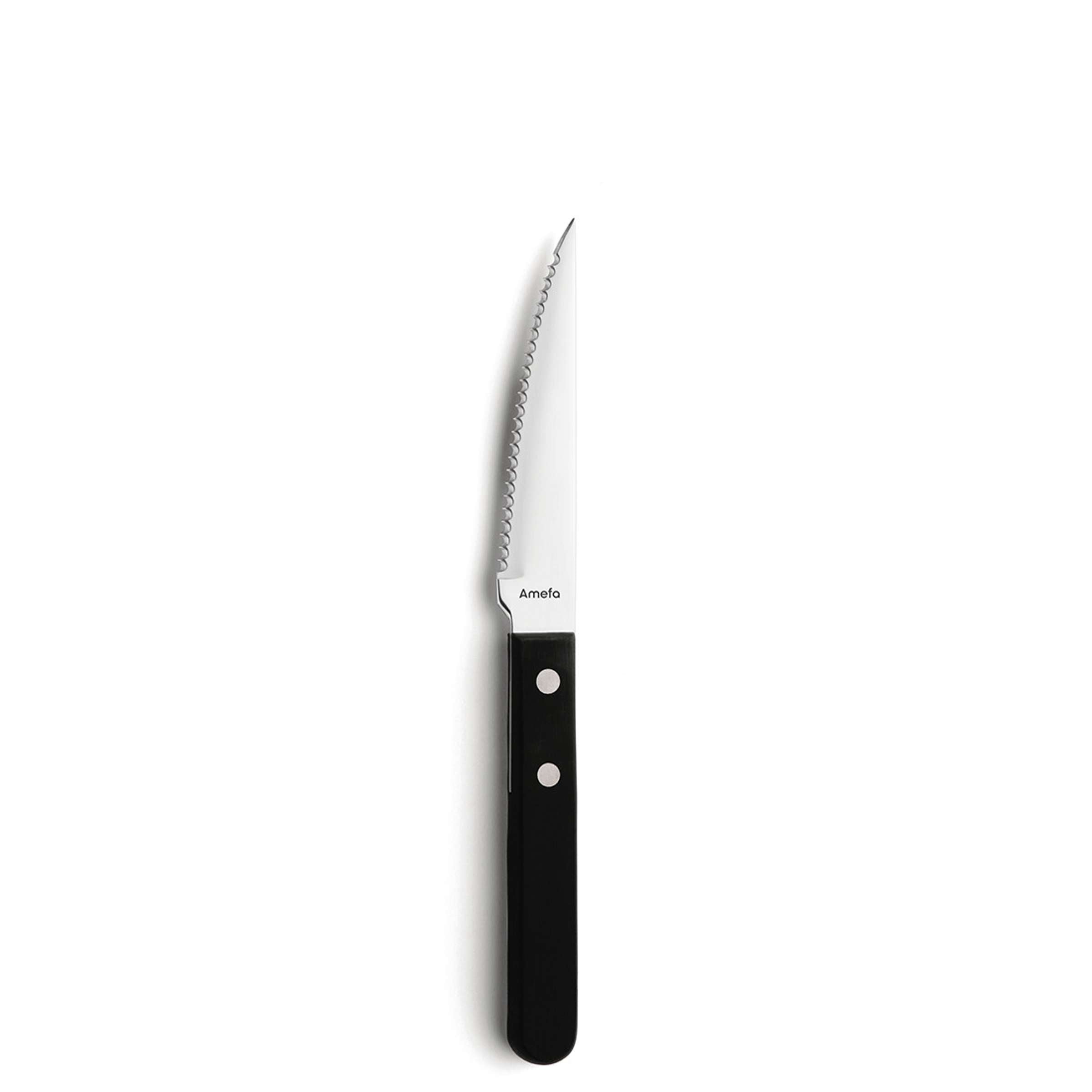 Schwarzes 6-teiliges PIZZA Steakmesser-Set von Amefa, hochwertiges Besteck für Pizza und Steak, elegantes Design