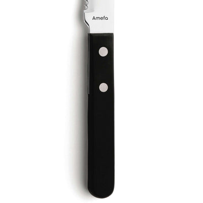 Schwarzes 6-teiliges Steakmesser-Set von Amefa aus Edelstahl, ideal für Pizza und Fleisch, elegante Besteck-Garnitur