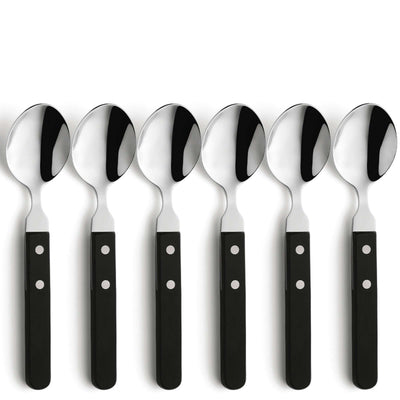Schwarzes PIZZA Menülöffel-Set aus 6 Teilen von Amefa, hochwertiges Besteck für Pizza und Snacks, elegant und funktional