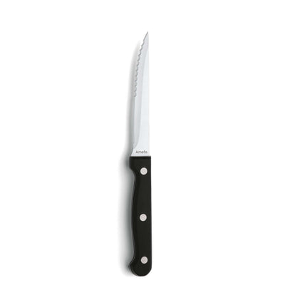 Schwarzes Steakmesser-Set von Amefa, 6-teilig, elegantes Besteck für saftige Steaks, detaillierte Messer mit schwarzen Griffen.