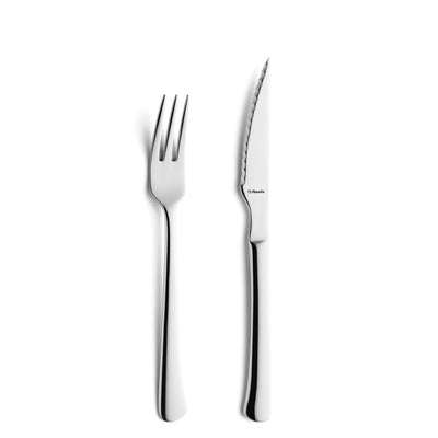 Amefa CHULETERO Steakbesteck Set, 12-teilig, mit Messer, Gabel und Löffel aus Edelstahl, elegant und hochwertig gestaltet