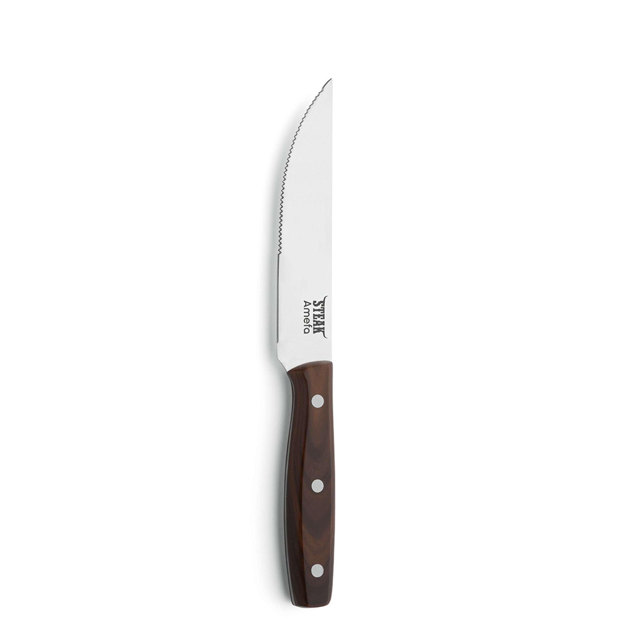 Amefa PORTERHOUSE Steakmesser Set, 2-teilig, mit Holzgriffen und scharfen Klingen, für perfekt geschnittene Steaks