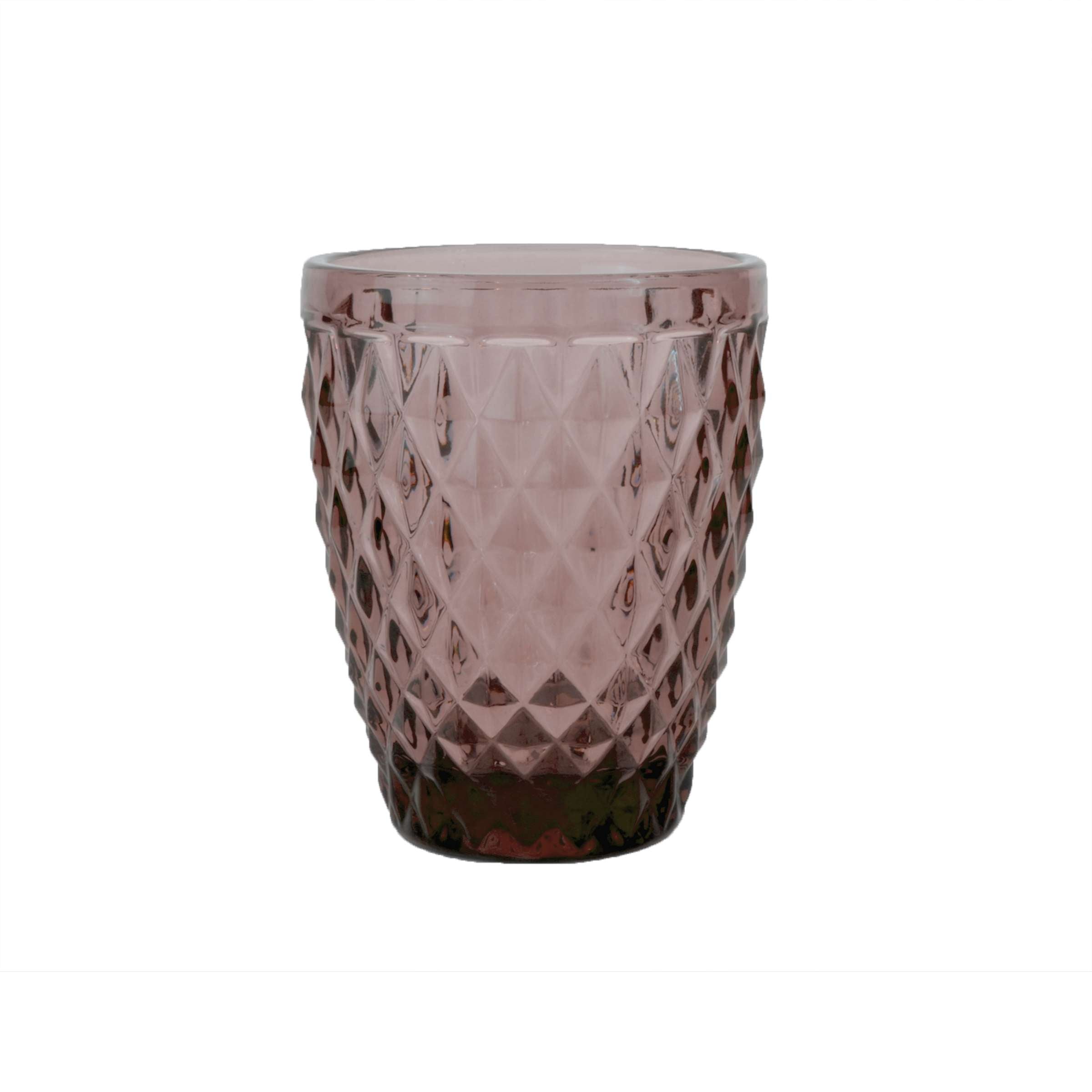 Lila Diamant Trinkglas von Médard de Noblat auf einem Tisch, elegantes Geschirr für stilvollen Genuss.