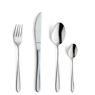 Amefa Monaco Besteckset, 24-teilig, Edelstahl, Besteck mit Messer, Gabel, Löffel für vier Personen, elegante Essbestecke