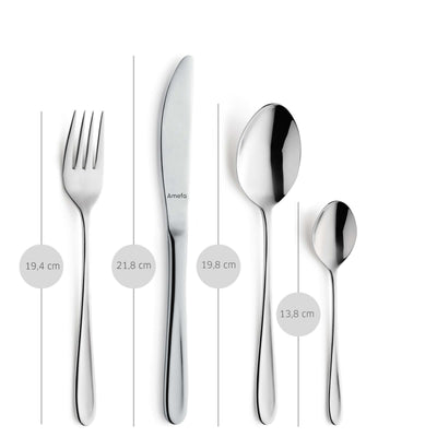 Amefa Monaco Besteckset mit 24 Teilen, Edelstahl Besteck für Messer, Gabeln, Löffel, elegant und hochwertig gestaltet