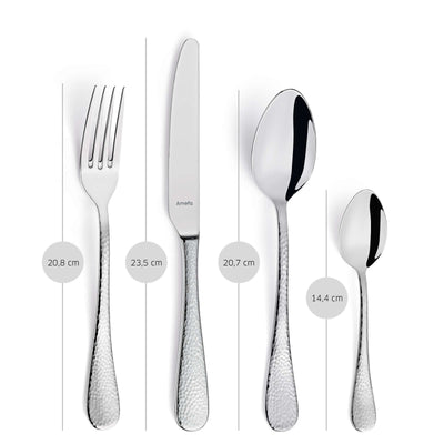 Amefa SIERRA Besteckset 24-teilig mit Messer, Gabel, Löffel und Teelöffel aus Edelstahl, elegant und modern gestaltet.
