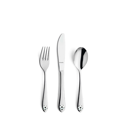 Kinderbesteck Set aus Amefa, 3-teilig, mit kindgerechtem Design für kleine Hände, aus langlebigem Edelstahl.