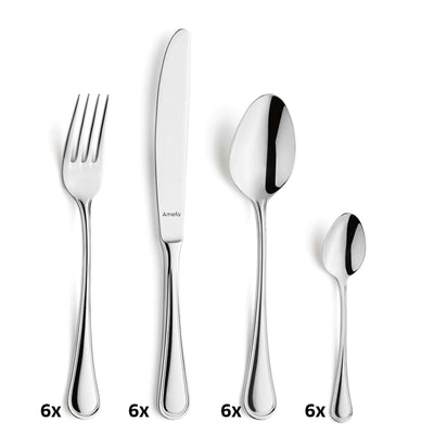 Amefa HAYDN Besteckset, 24-teilig, Edelstahl, mit Messer, Gabel, Löffel, elegant für den Esstisch, fein gearbeitete Bestecke.