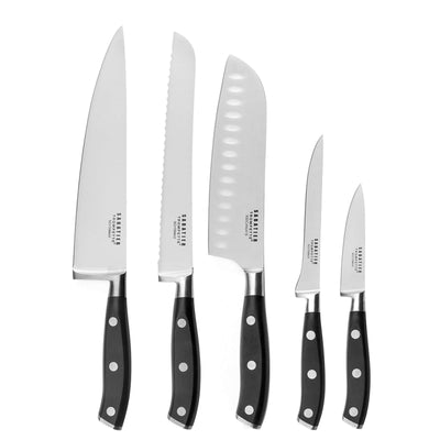 Sabatier Trompette VULCANO Messerset mit fünf Küchenmessern, Edelstahlklingen, ergonomische Griffe, ideal für präzises Schneiden