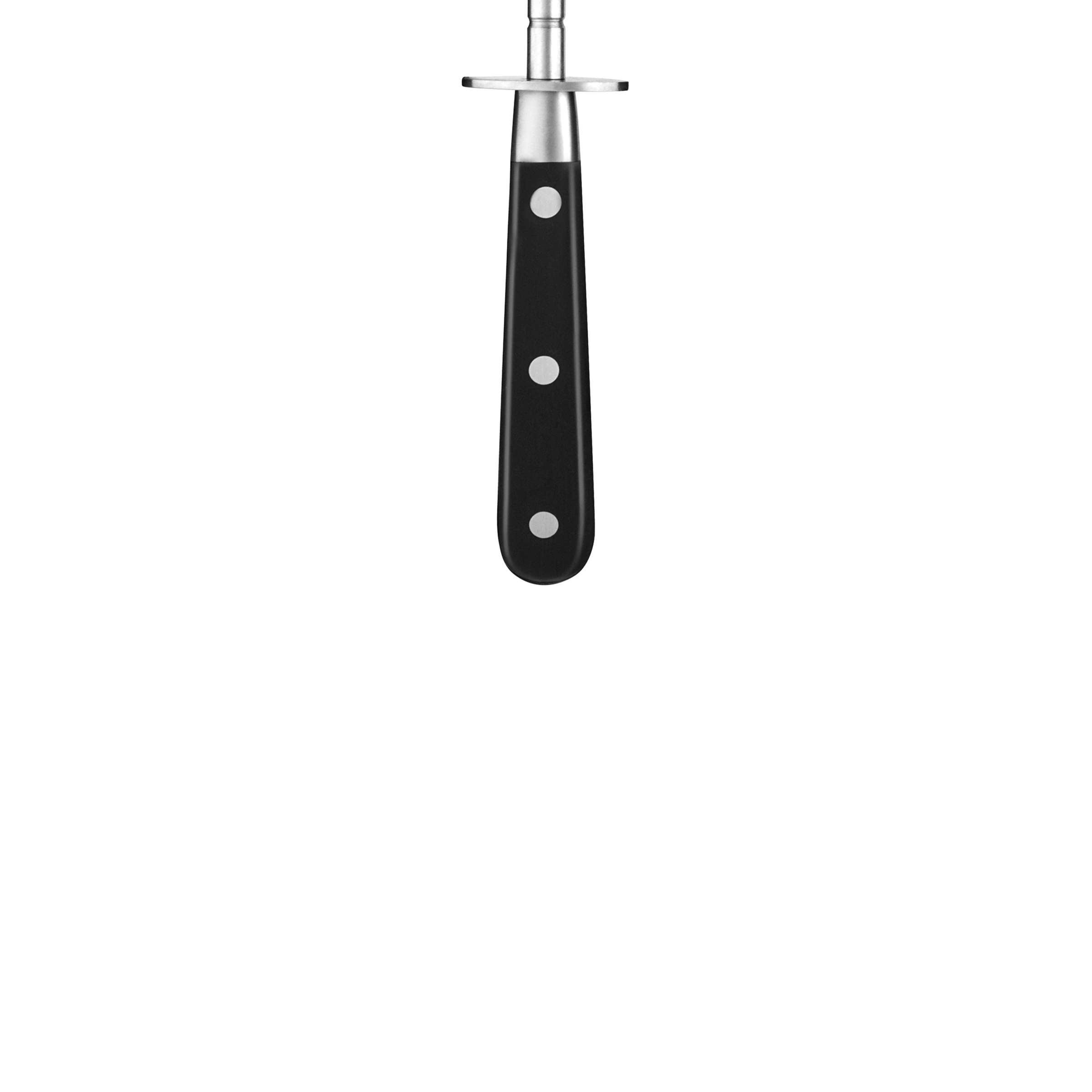 Sabatier Trompette Wetzstahl für Küchenmesser, glänzendes Edelstahl, mit schwarzem Griff, zum Schärfen von Küchenmessern