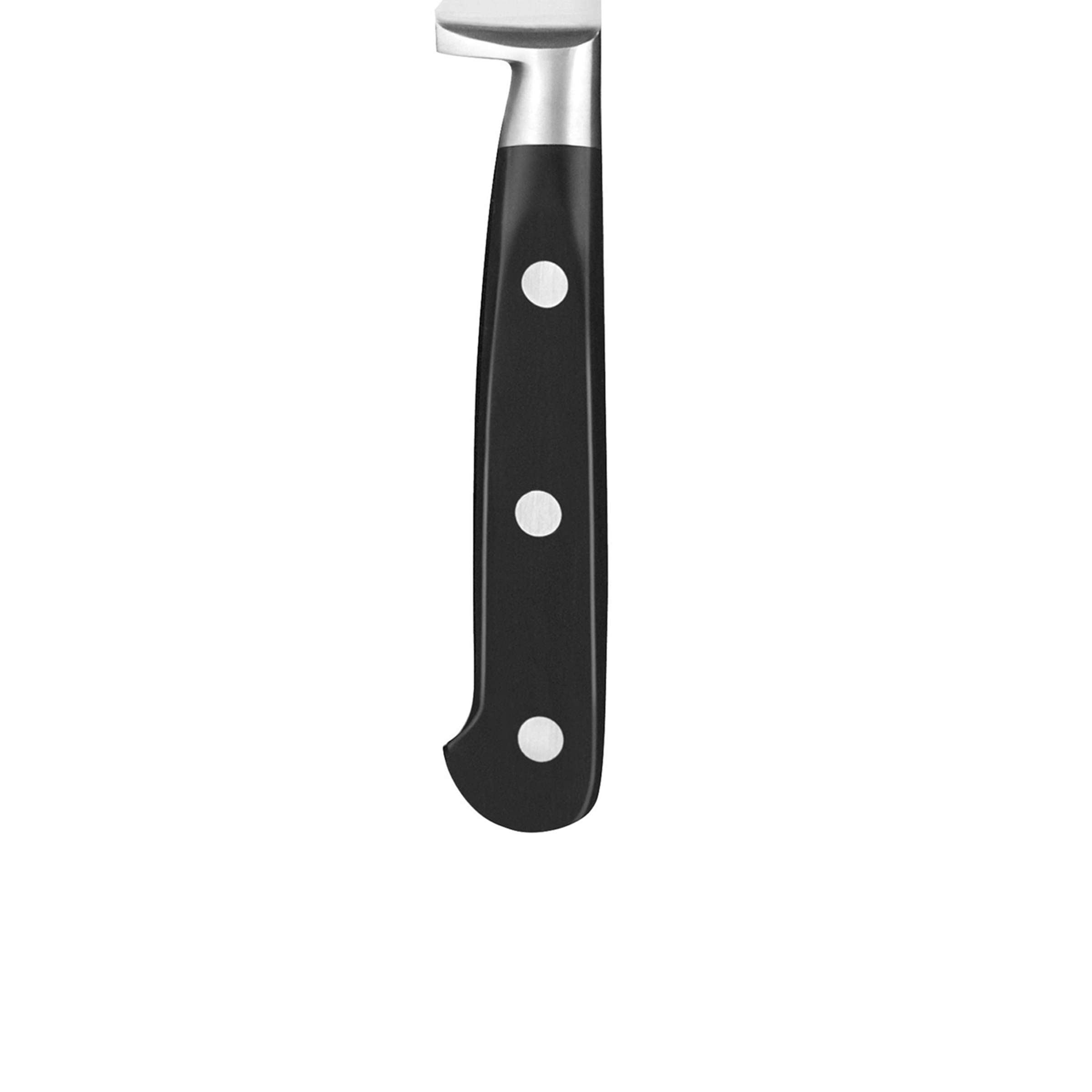 Sabatier Trompette Ausbeinmesser, Küchenmesser mit scharfer Klinge zum Trennen von Fleisch und Knochen, nah aufgenommen