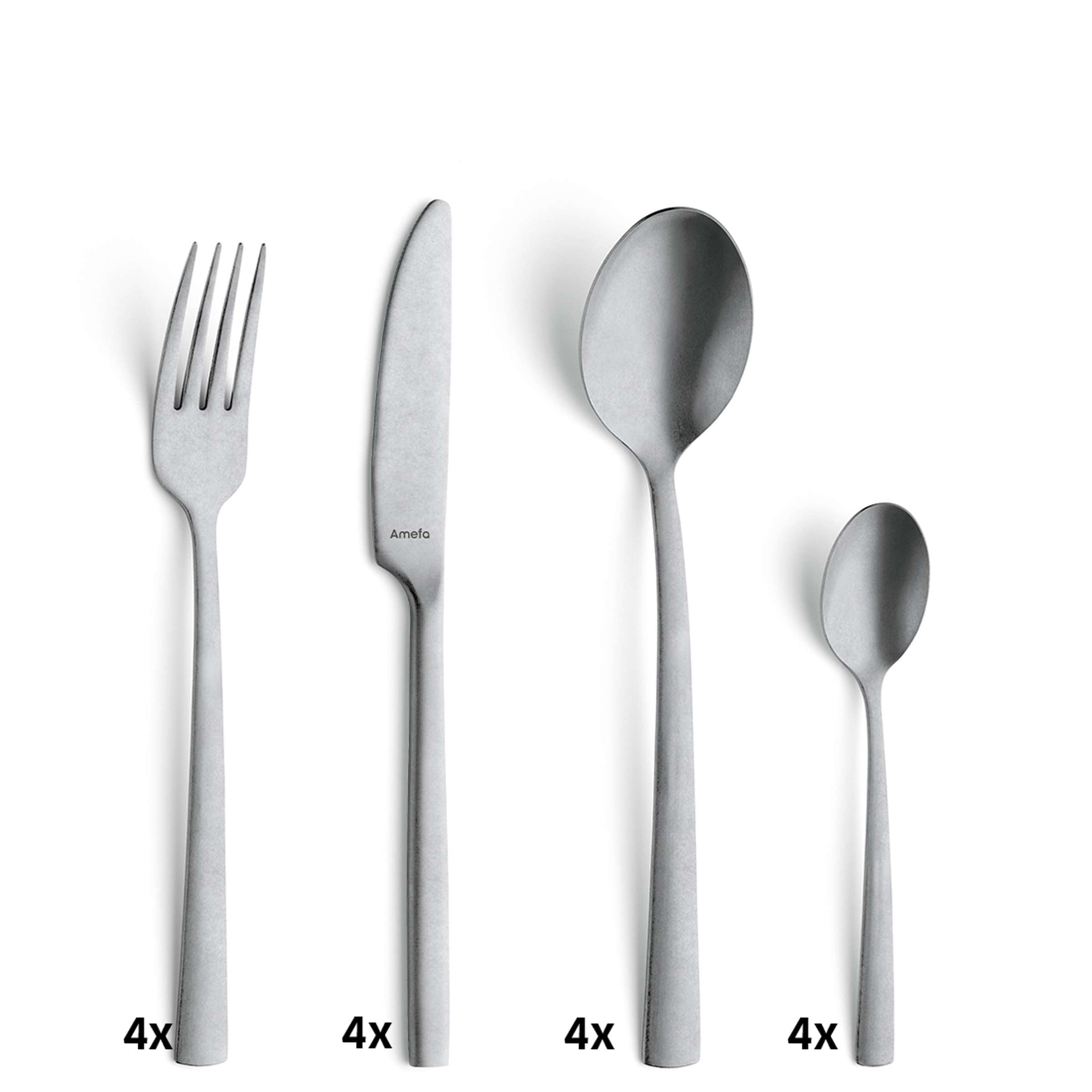 Vintages MANILLE Besteckset, 16-teilig, Besteck aus Edelstahl von Amefa, mit Messer, Gabel, Löffel und Teelöffel.