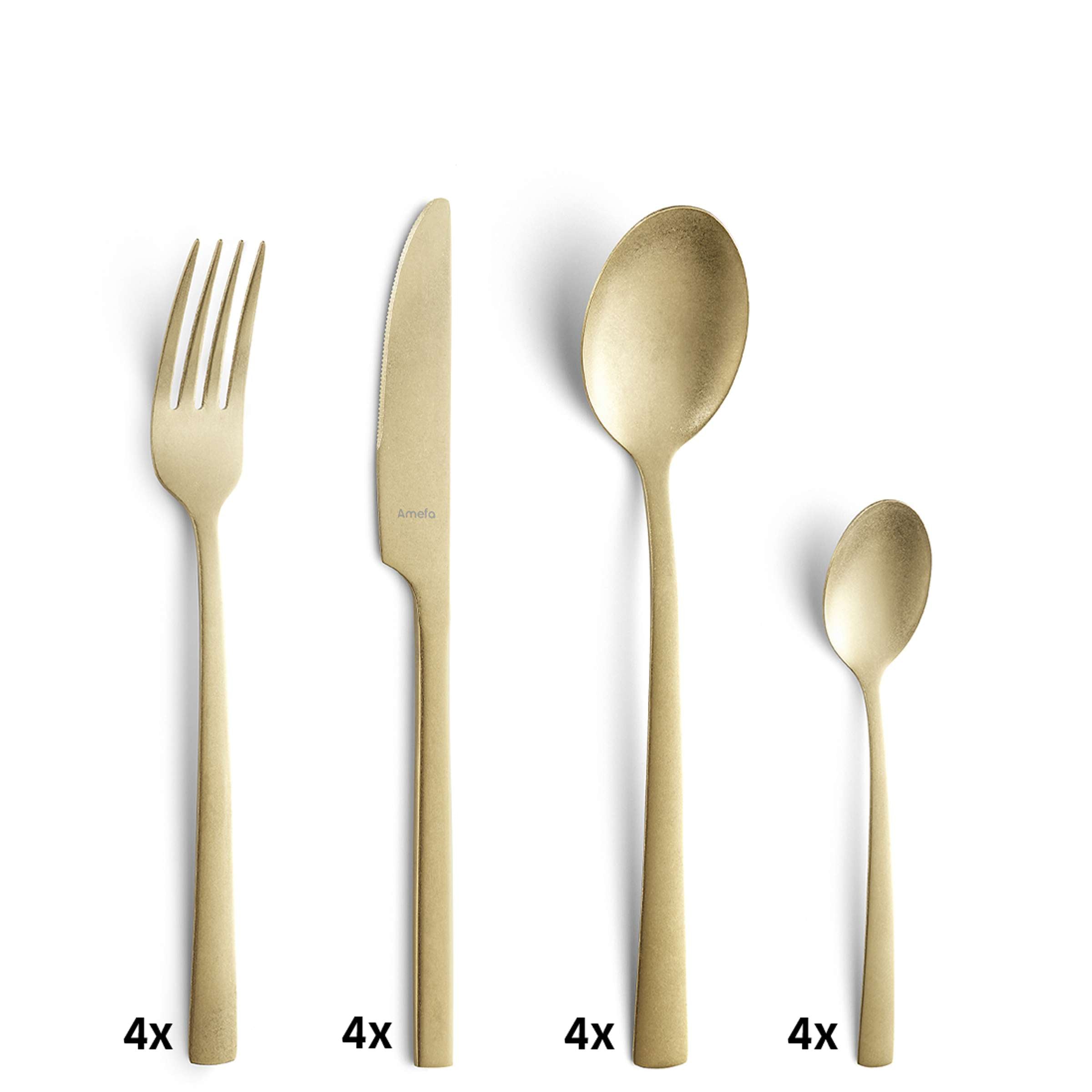 16-teiliges Amefa Besteckset in Champagner-Vintage mit PVD-Beschichtung, stilvolles Cutlery-Set für elegantes Tischgedeck
