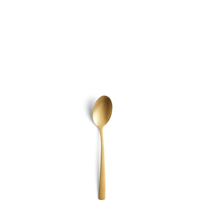 Amefa MANILLE Besteckset 42-teilig, PVD gold mattiert, Edelstahl, Messer, Gabeln, Löffel und Teelöffel auf weißen Hintergrund