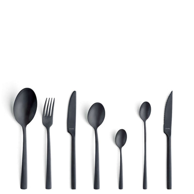 Schwarz mattiertes 42-teiliges MANILLE Besteckset von Amefa, inklusive Messer, Gabel, Löffel und Teelöffel in elegantem Design