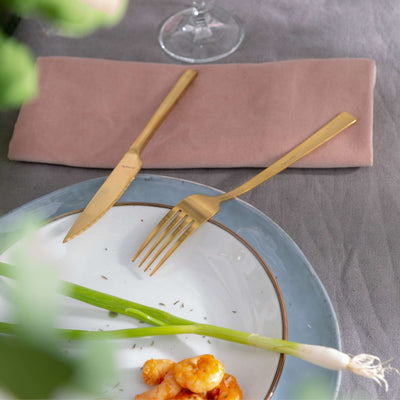 Manille Besteckset 42-teilig von Amefa, mattierte goldene Besteckteile aus hochwertigem Cutlery Set, stilvoll und elegant.