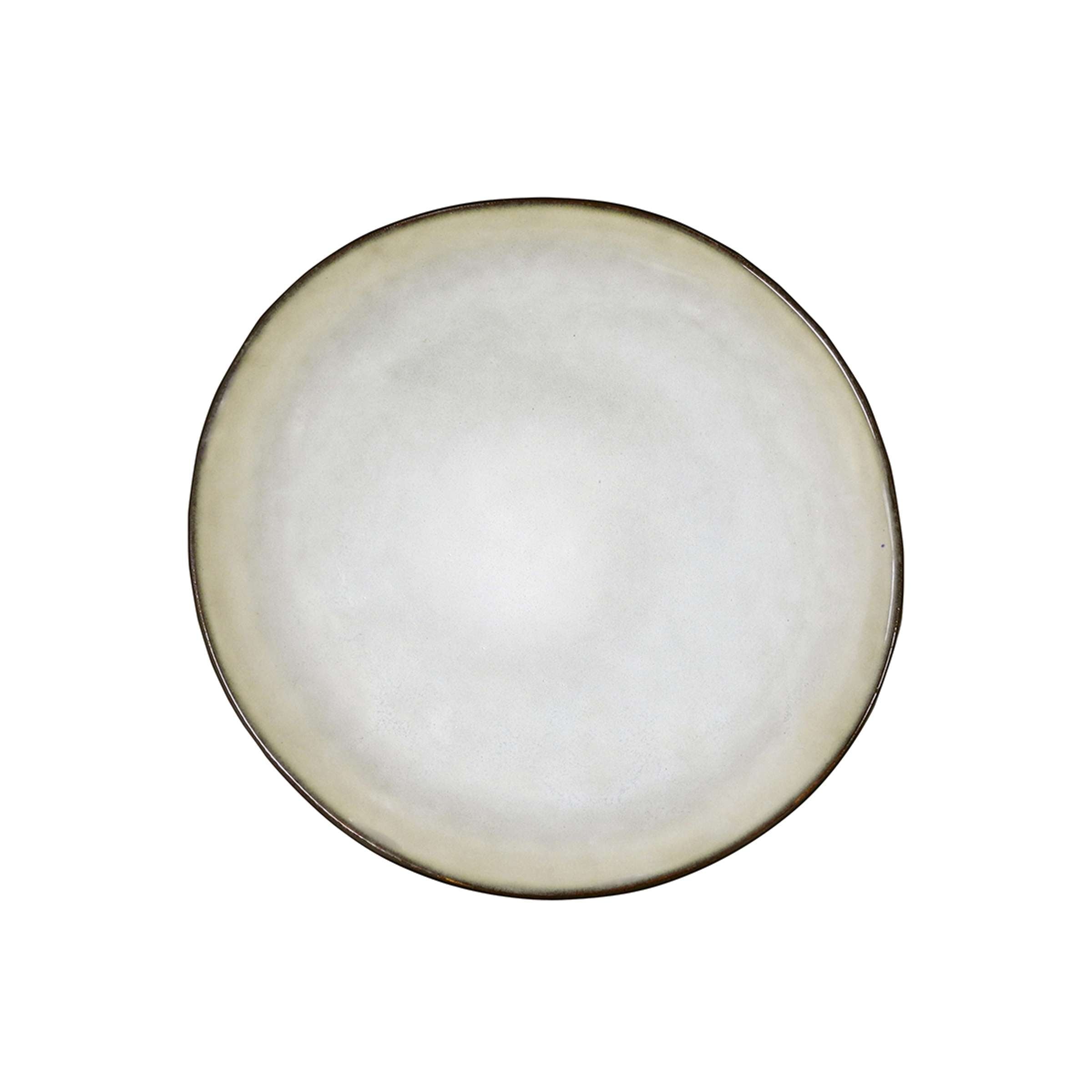 Grauer und weißer Dessertteller von Médard de Noblat, SHADOW NACRE, elegantes Geschirr für feine Tischdekoration