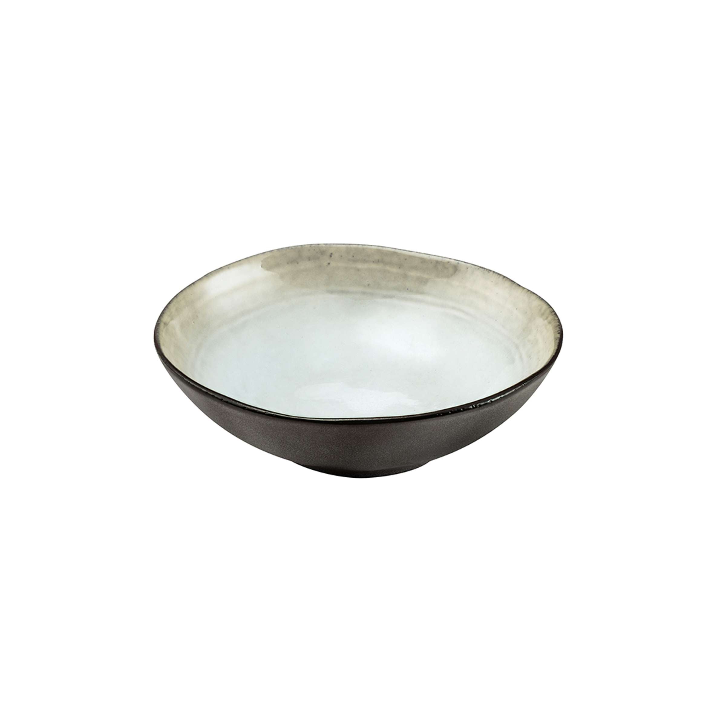 Große graue und weiße Schüssel aus der Médard de Noblat Shadow Nacré Geschirrserie, elegante Tischware, Nahaufnahme