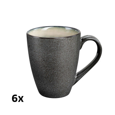 Grauer und weißer Shadow Nacre Becher von Médard de Noblat, elegante Tischware mit glänzender Oberfläche.