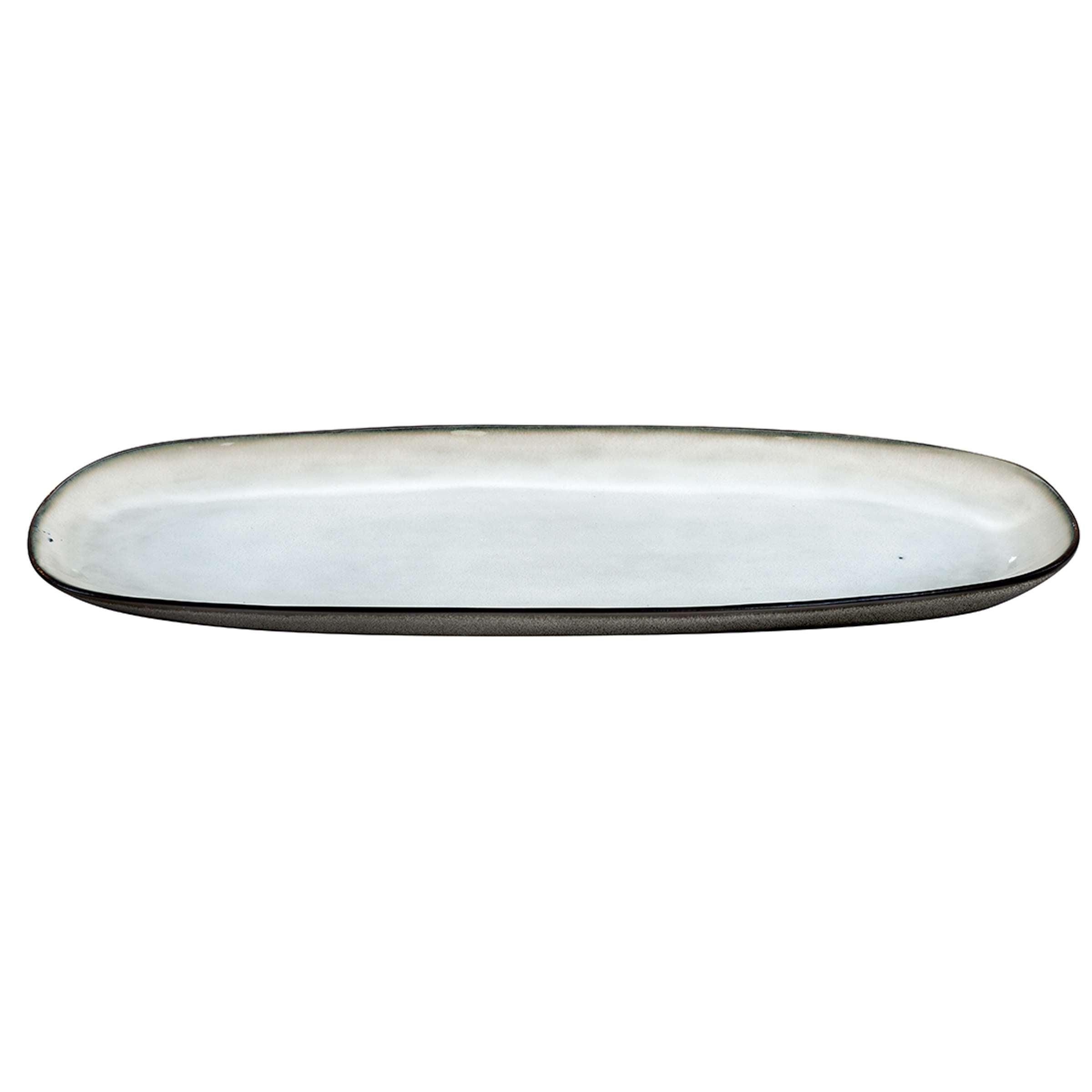Graue und weiße Servierplatte von Médard de Noblat, elegante Tischware für das Servieren von Speisen.