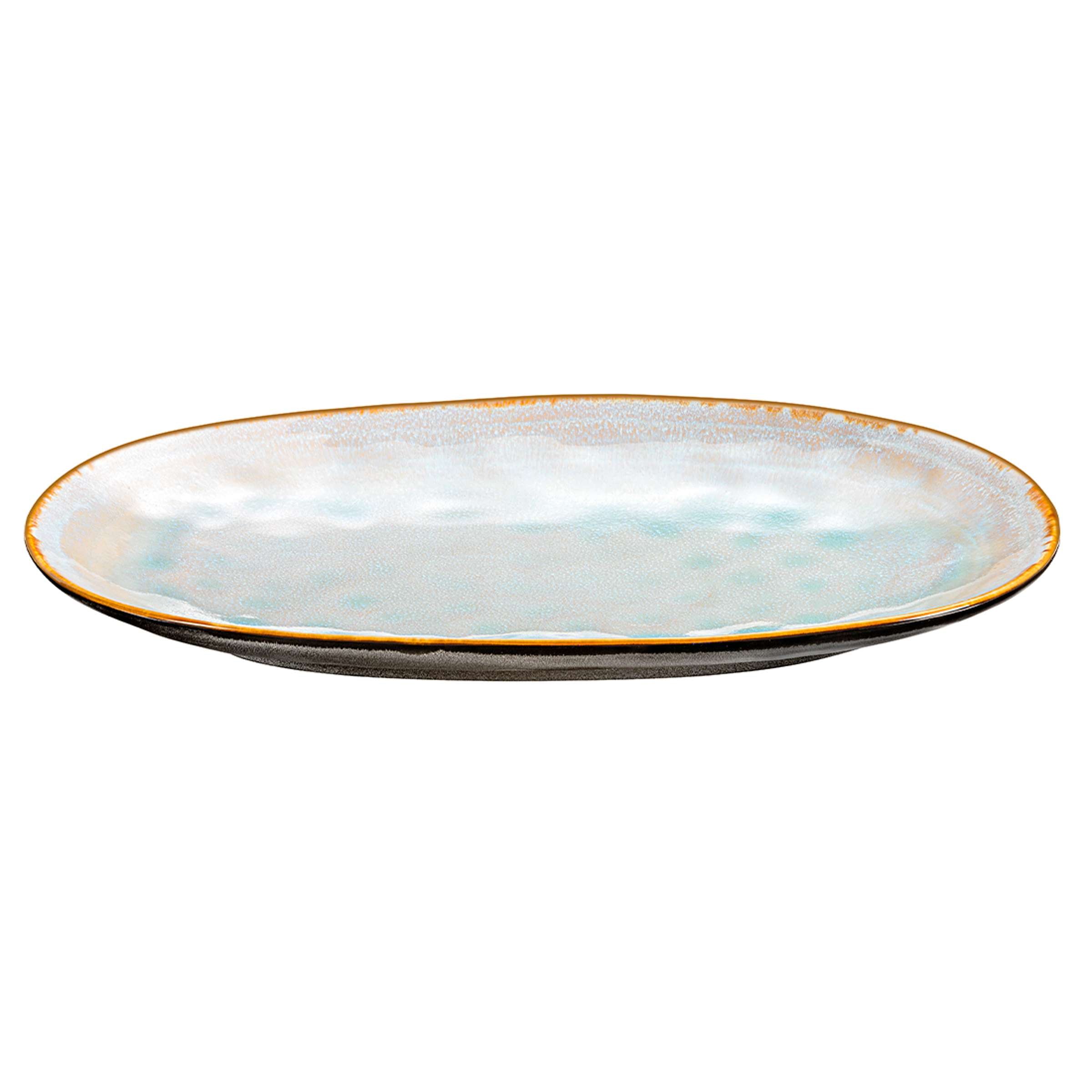 Große blaue und graue Servierplatte von Médard de Noblat, elegantes Geschirr für Tischdekoration und Servieren