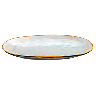 Große blaue und graue Servierplatte von Médard de Noblat, elegantes Geschirr für Tischdekoration und Servieren