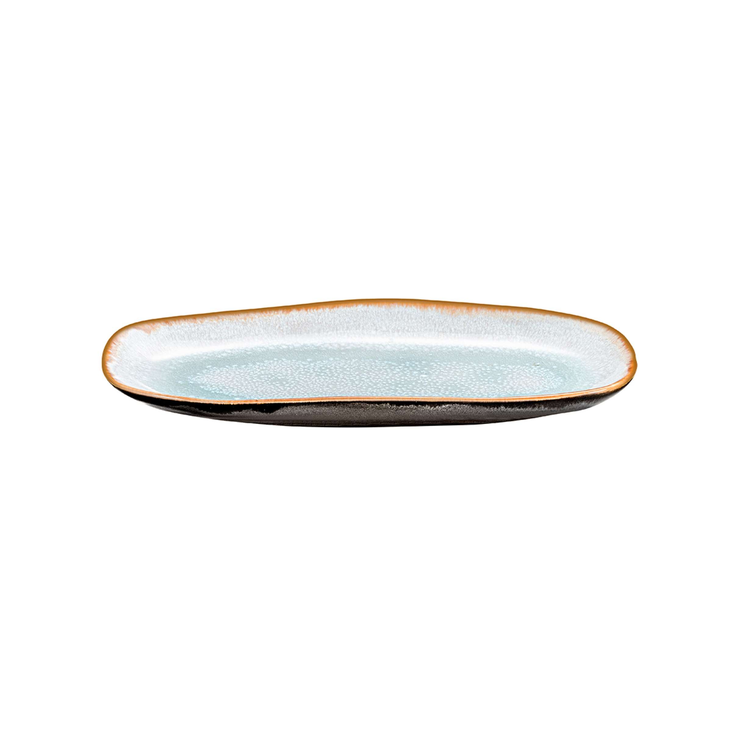 Kleine blaue und graue Servierplatte aus der Shadow Aqua Serie von Médard de Noblat, stilvoll für Tischdekoration.
