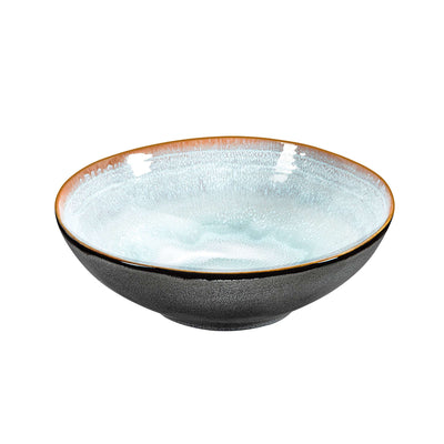 Blaue und graue Salatschüssel aus der Shadow Aqua Serie von Médard de Noblat, stilvolles Geschirr für den Tisch.