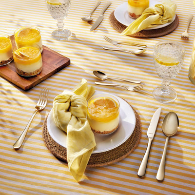 30-teiliges DELIA Besteckset von Kuppels Home aus PVD-champagnerfarben, elegant und modernes Besteck für den Alltag.