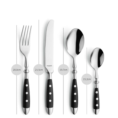 Schwarzes 24-teiliges COUNTRY Besteckset von Kuppels mit Messer, Gabel, Löffel und Teelöffel, elegant und modern gestaltet