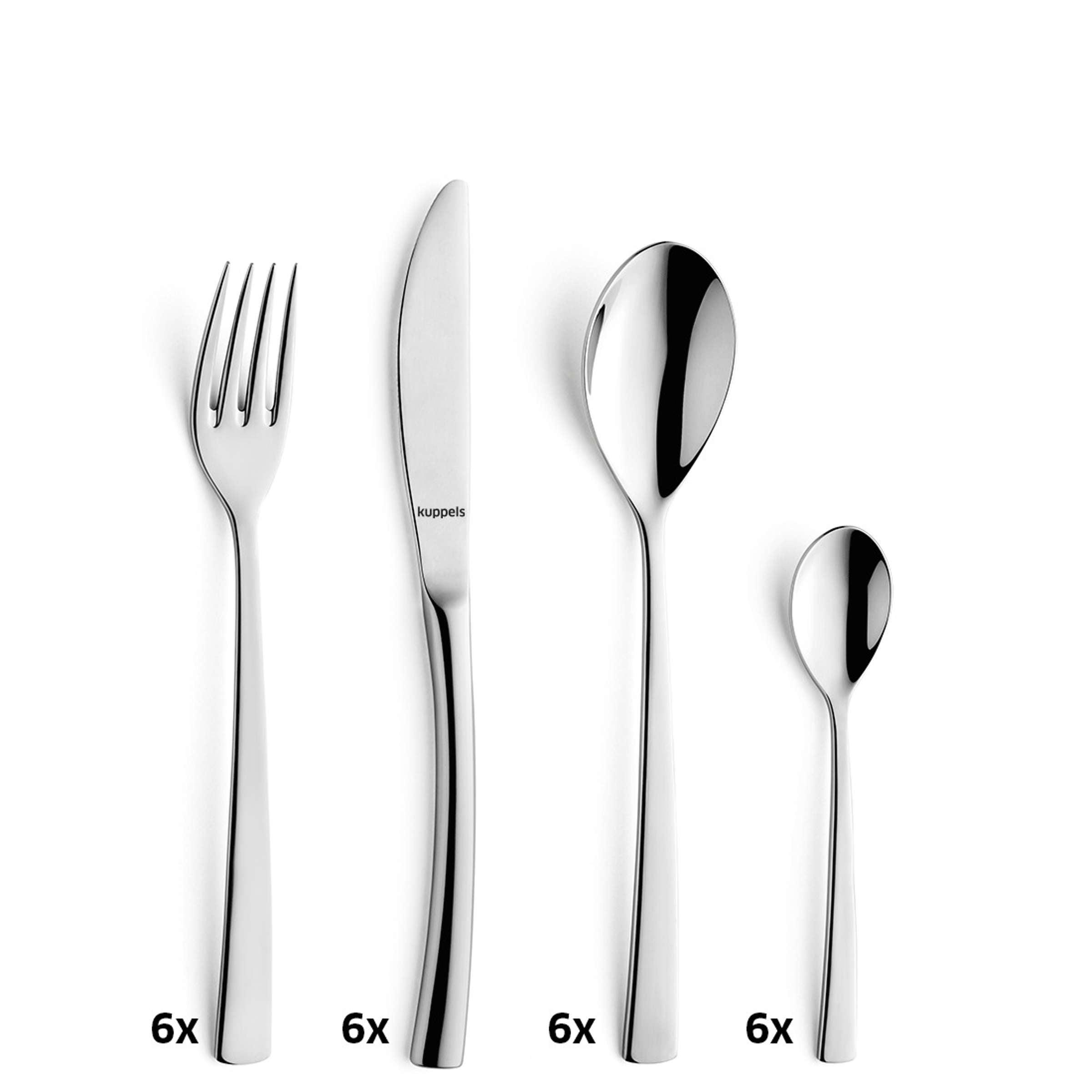 Kuppels SOUL Besteckset, 24-teilig, Edelstahl, Messer, Gabeln, Löffel, modernes Design, für Tischgedeck