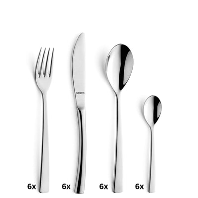 Kuppels SOUL Besteckset, 24-teilig, Edelstahl, Messer, Gabeln, Löffel, modernes Design, für Tischgedeck
