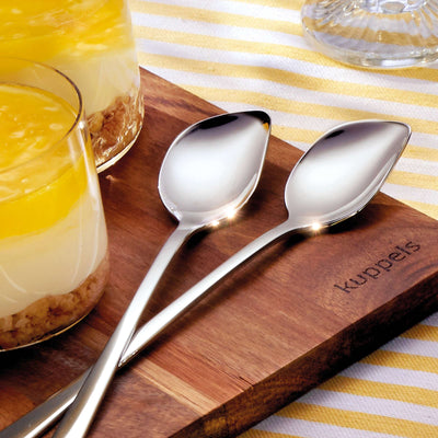 Kuppels Joghurtlöffel Set aus Edelstahl, 2-teilig, moderne Besteck für Joghurt und Desserts, elegante Küchenutensilien