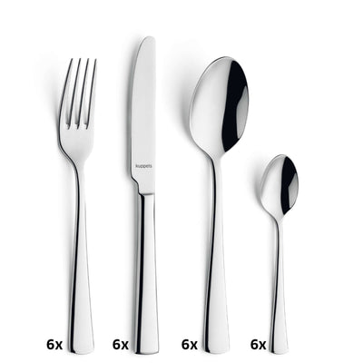 Kuppels FLAIR Besteckset 24-teilig, Edelstahl, Messer, Gabeln, Löffel, elegant für den Esstisch, modernes Besteckset.