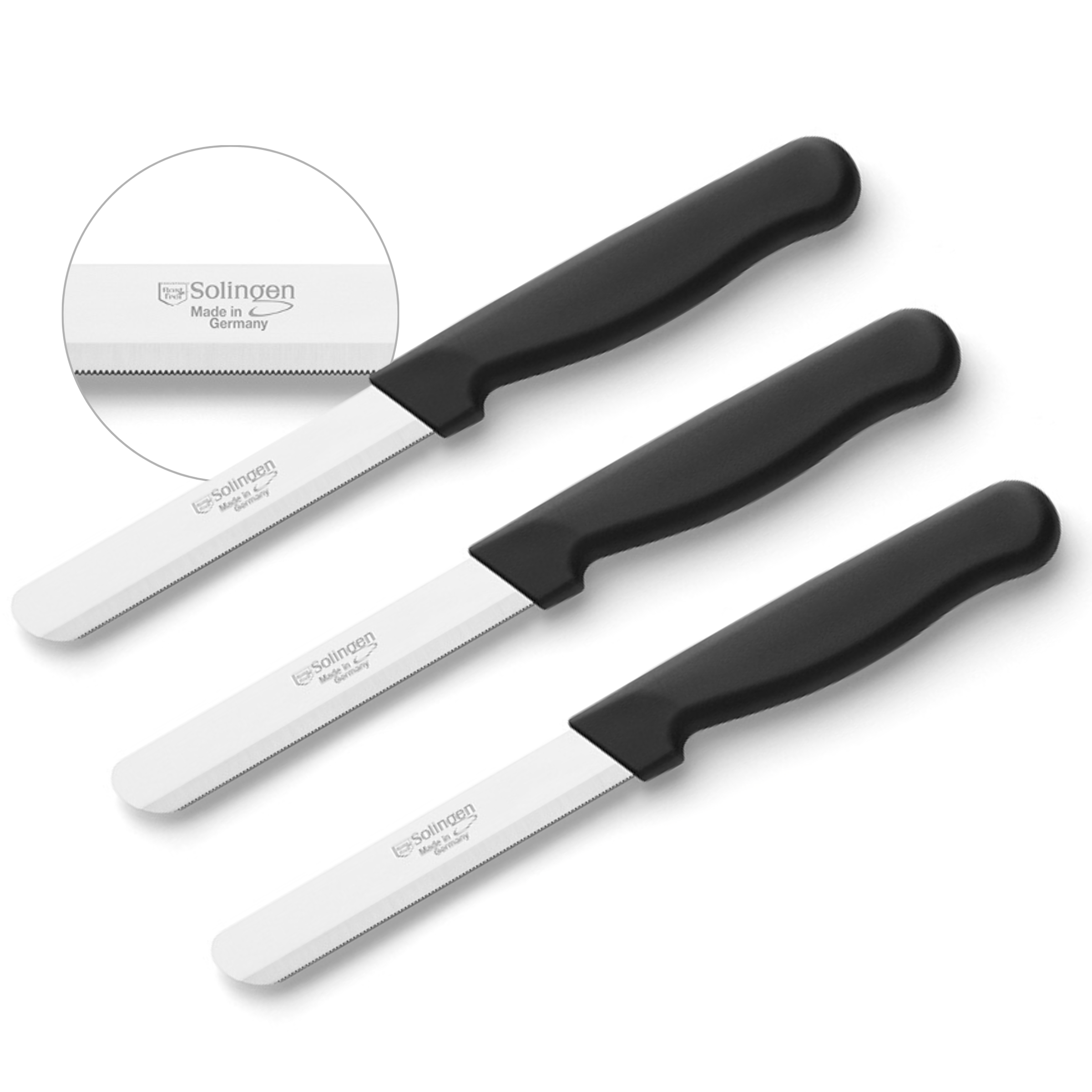Kuppels Allzweckmesser Set mit drei Küchenmessern für vielseitige Schneidarbeiten, robustes Edelstahldesign