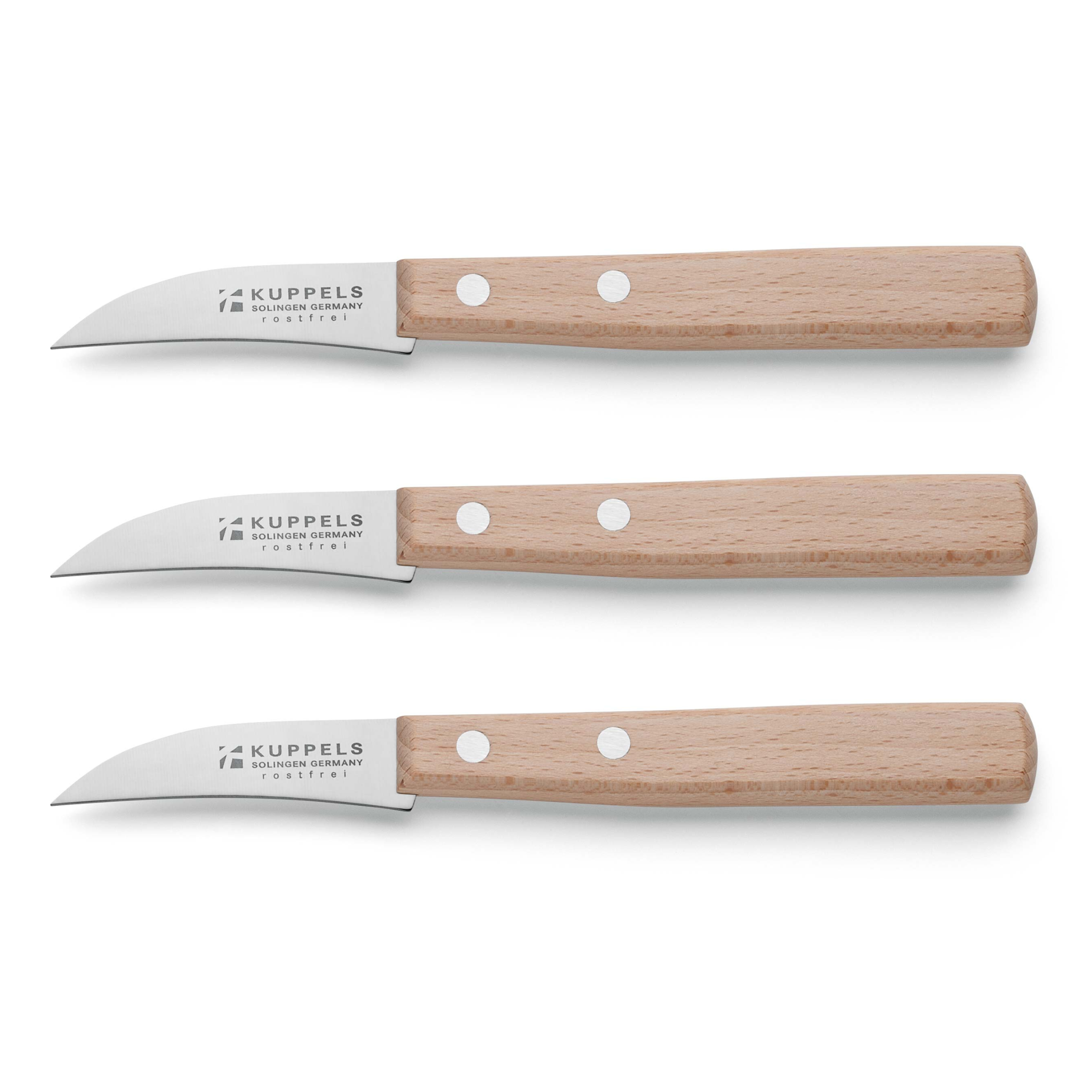 Dreiteiliges Schälmesserset von Kuppels, Küchenmesser für Schneiden und Schälen, mit scharfen Klingen und ergonomischen Griffen