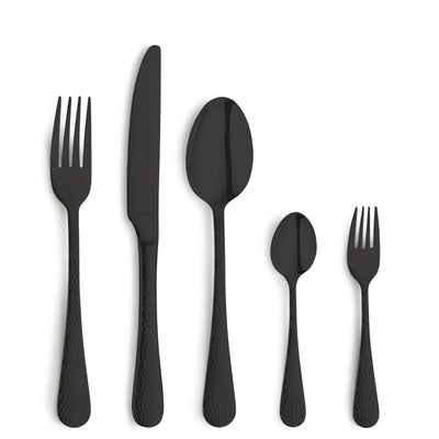 Schwarzes 30-teiliges CRYSTAL Besteckset von Kuppels Home, Edelstahl mit PVD-Beschichtung, für elegantes Esstisch-Set