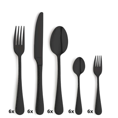 Schwarz lackiertes CRYSTAL Besteckset 30-teilig von Kuppels Home, including Messer, Gabeln, Löffel, aus hochwertigem Material